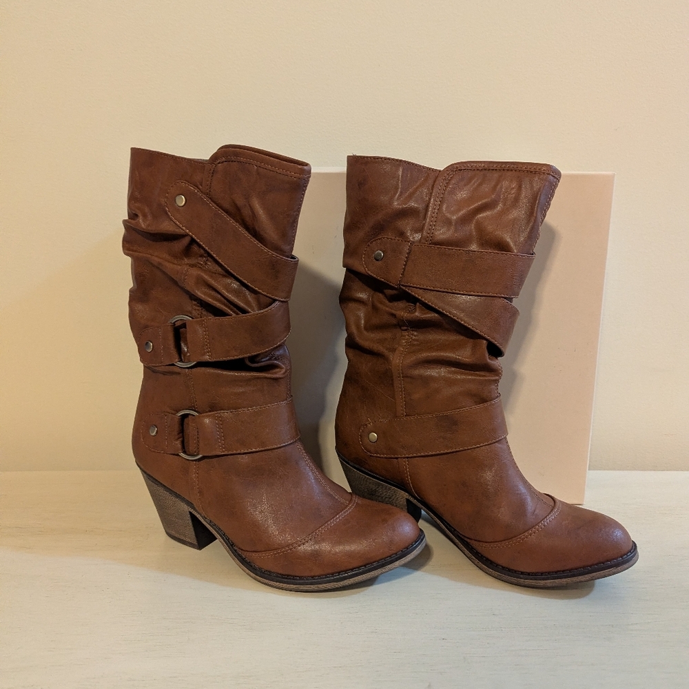 Decree ,Cognac, Leather Women's Boots.Size 6.5. To